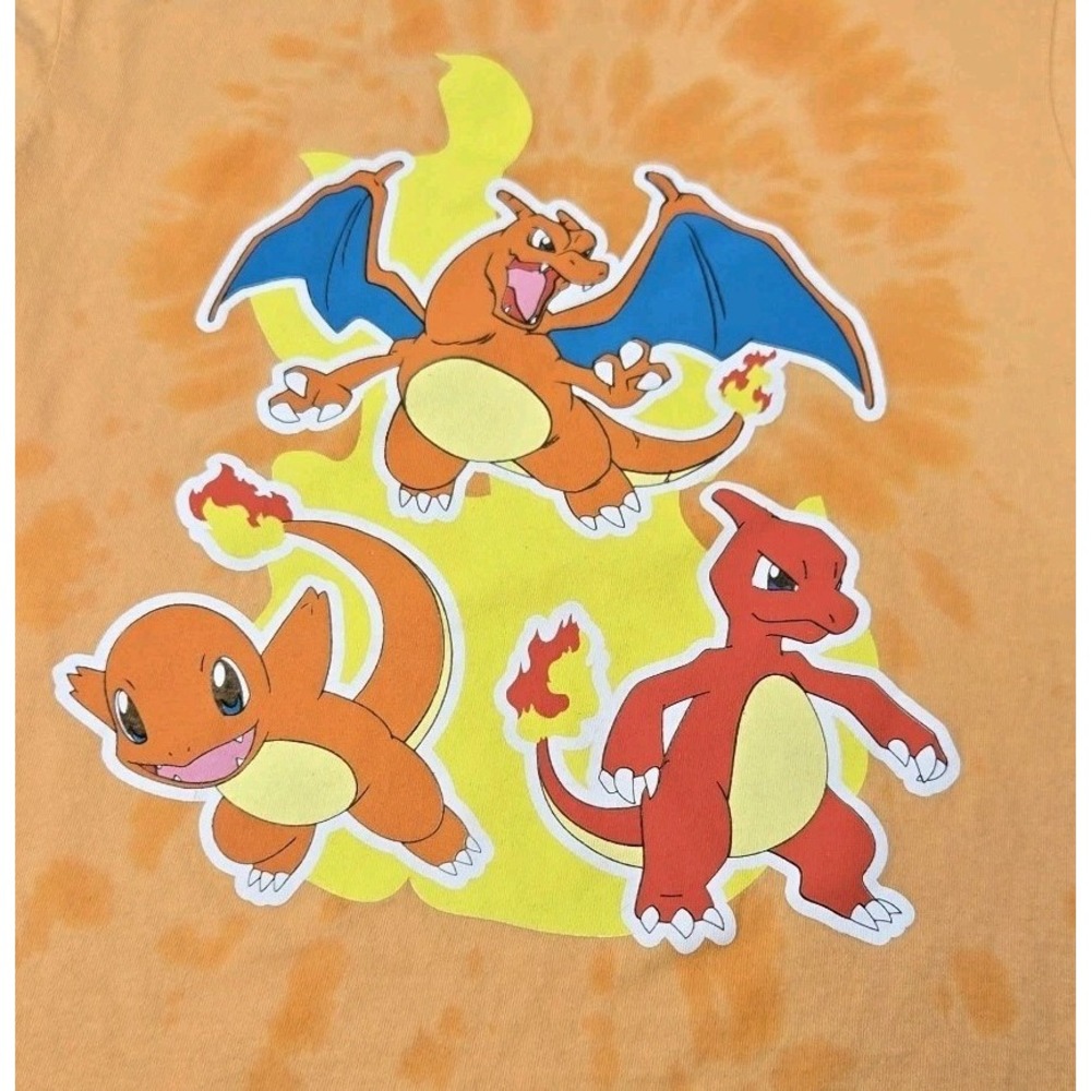 Pokemon‎ Charizard Charmander and Charmeleon T Shirt Mens M Orange Tie Dye